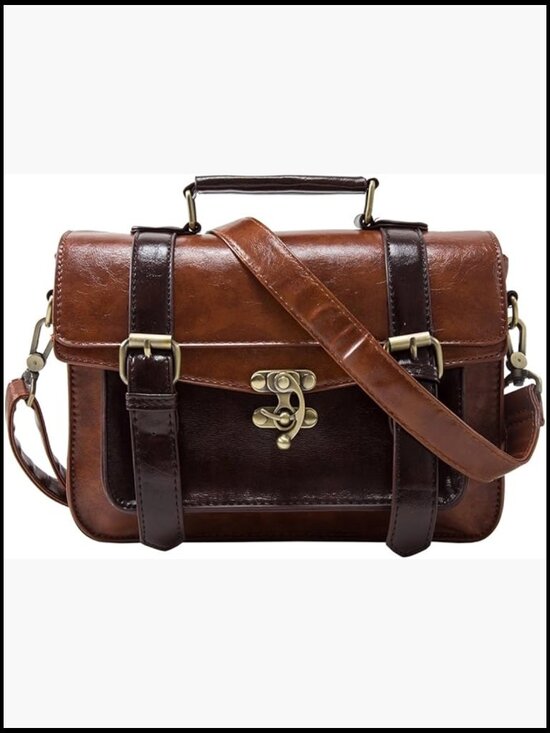 Handbags - Vintage Faux Leather Satchel Crossbody Messenger Bag Work Classic Purse